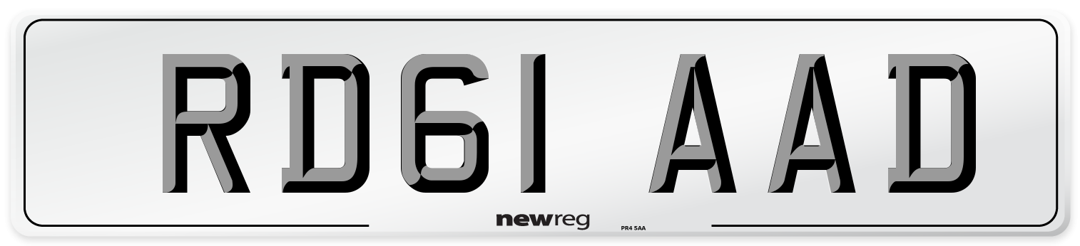 RD61 AAD Number Plate from New Reg